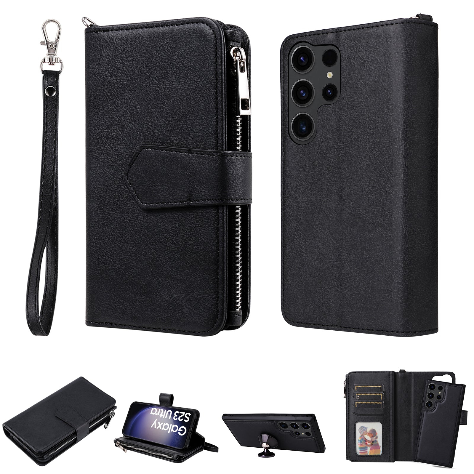 KT Multi-functional Series-4 Zipper Wallet Phone Case for Samsung Galaxy S23 Ultra PU Leather Stand Detachable Flip Cover KT Multi-functional Series-4 Zipper Wallet Phone Case for Samsung Galaxy S23 Ultra PU Leather Stand Detachable Flip Cover